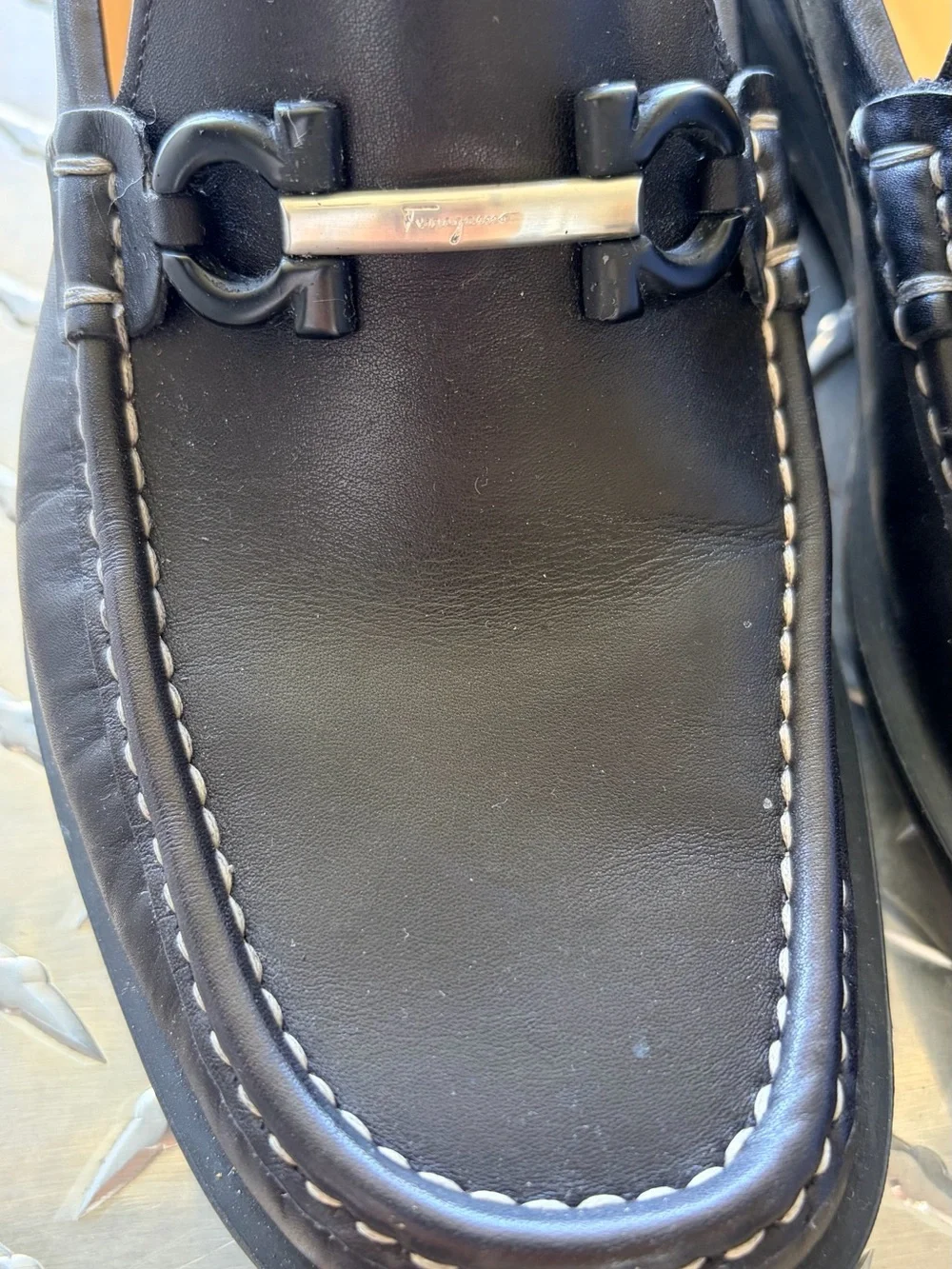 Salvatore Ferragamo Black Leather Horsebit Loafers